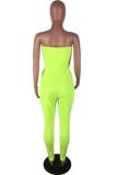 Fruit green Sexy Fashion Pocket Asymmetrical Solid Polyester Sleeveless Wrapped  Jumpsuits