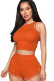 Orange Sexy Fashion Solid Patchwork Skinny Sleeveless