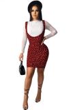 Red adult OL Fashion Two Piece Suits Print Patchwork pencil Long Sleeve
