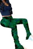 Army Green Green Orange Yellow purple Army Green Polyester Elastic Fly Mid camouflage Boot Cut Pants Bottoms