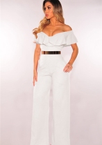 White Polyester Backless Solid Fashion sexy Jumpsuits & Rompers