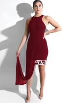 Red Sexy & Club O-Neck Sleeveless Sheath Knee Length Club Dresses