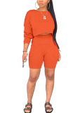 Orange Fashion Street Patchwork Solid Two Piece Suits Straight Long Sleeve Two Pieces