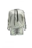 White Fashion adult Sweet Patchwork Two Piece Suits Solid Straight Three Quarter Two-Piece Shor