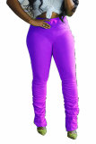 Fluorescent Yellow White Black Pink Cyan Fluorescent green Light Blue purple Fluorescent Yellow Polyester Drawstring Sleeveless High Patchwork Solid Split Draped pencil Pants Bottoms