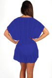 Blue Polyester Hooded Out Solid Patchwork Fashion adult Sexy  Cover-Ups & Beach Dresses