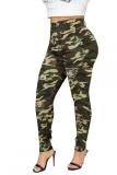rose red Denim Zipper Fly Sleeveless High washing camouflage Hole Patchwork pencil Pants Pants