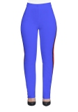 Royal blue Casual Active Patchwork Flat Straight Midweight Pants