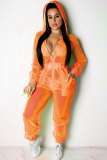Green Sexy Fashion Patchwork Solid Mesh Polyester Long Sleeve V Neck  Jumpsuits