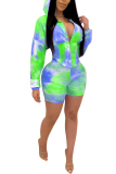 Cyan Fashion Ma'am adult Sexy Patchwork Two Piece Suits Print pencil Long Sleeve Two-Piece Sho