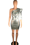 Silver Street Solid Two Piece Suits Hip skirt Three Quarter Two-Piece Dress