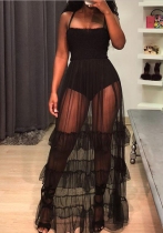 Black Sexy & Club Strapless Sleeveless A-Line Long Club Dresses