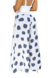 Blue White Blue Yellow Elastic Fly Sleeveless Mid Dot Patchwork Print Loose Pants Bottoms
