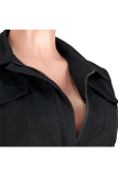 White Turndown Collar Zippered Bandage Solid Pure Long Sleeve Coats & Cardigan