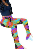 Orange Green Orange Yellow purple Army Green Polyester Elastic Fly Mid camouflage Boot Cut Pants Bottoms