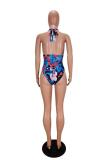 multicolor Polyester bandage Print Floral Fashion Casual adult Sexy  One-Piece Swimwear
