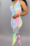 Multi-color Casual Fashion Fluorescent Asymmetrical Polyester Sleeveless Slip  Jumpsuits