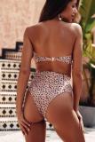 Leopard print Nylon Patchwork Print Two Piece Suits adult Fashion Sexy  Bikinis Set