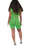 Green Fashion Sexy Patchwork Print pencil Two Pieces