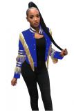 Blue cardigan Embroidery tassel Solid Button Polyester Others Long Sleeve 