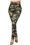 rose red Denim Zipper Fly Sleeveless High washing camouflage Hole Patchwork pencil Pants Pants
