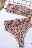 rose red Nylon Patchwork Print Two Piece Suits adult Fashion Sexy  Bikinis Set