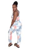 Pink Fashion Sexy Print Patchwork bandage Tie-dyed Sleeveless Slip Jumpsuits