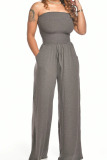 Apricot Fashion Casual Solid Draped Cotton Sleeveless Wrapped Jumpsuits