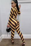 Yellow Milk Silk Sexy asymmetrical Letter Two Piece Suits Print pencil Long Sleeve Two-piece Pants Set