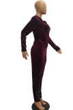 Black Casual Beading Solid Two Piece Suits Patchwork pencil Long Sleeve