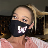 Black Fashion Casual Butterfly Print Dustproof Face Protection