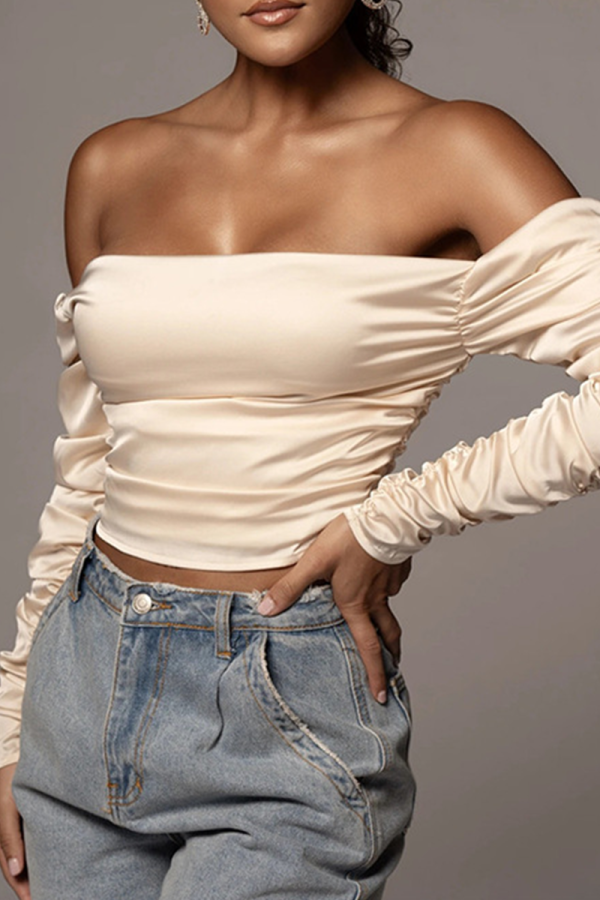 Pink Sexy Solid Split Joint Square Collar Tops