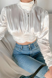 White Sexy Casual Solid Basic Turtleneck Tops
