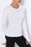 White Casual Sportswear Solid Basic O Neck Tops
