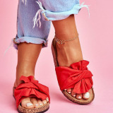 Rose Red Casual Daily With Bow Round Out Door Shoes