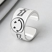 Silver Fashion Smiley Ring Jewelry