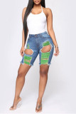 Orange Fashion Casual Solid Ripped Split Joint High Waist Straight Jeans