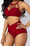 Red Fashion Sexy Solid Hollowed Out Swimwears
