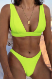Fluorescent Green Sexy Solid Swimwears