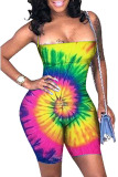 purple Sexy Fashion Tie-dyed Coloured drawing bandage Sleeveless Wrapped Rompers
