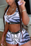 Multicolor Fashion Print Vest Shorts Sports Set