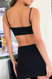Black Sexy Solid Split Joint Spaghetti Strap Sling Dress Dresses