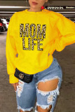 Yellow Fashion Casual Letter Print Basic O Neck Tops