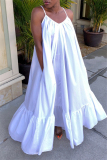Gold Sexy Casual Solid Backless Spaghetti Strap Loose Sling Dress