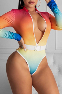 Rainbow Color Fashion Sexy Print Basic Swimwears