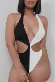 Black Red Sexy Solid Hollowed Out Split Joint Swimwears