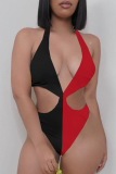 Black And White Sexy Solid Hollowed Out Split Joint Swimwears