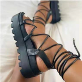 Black Casual Street Bandage Hollowed Out Patchwork Opend Comfortable Out Door Shoes