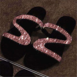 Pink Fashion Sexy Split Joint Hot Drill Slippers