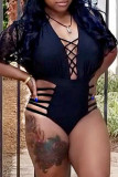Black Fashion Sexy Solid Hollowed Out Swimwears